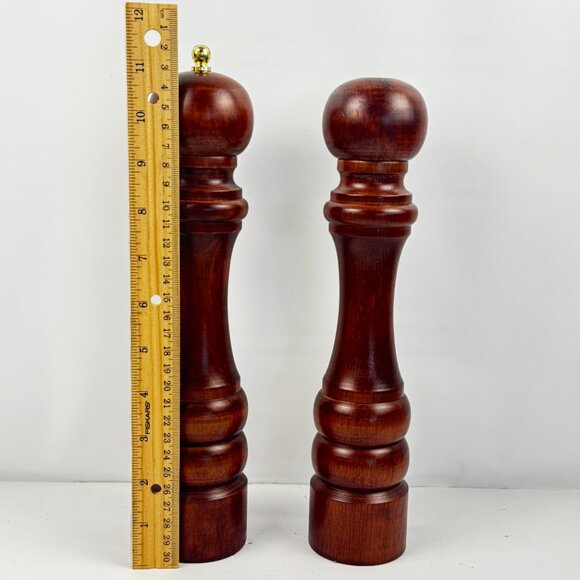 SMC Salt Shaker & Pepper Mill Grinder set 11" Vintage Walnut Brown Wood New Box - Picture 2 of 11